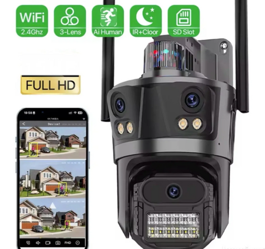 001 - PTZ WiFi kamera sa 3 kamere – trostruki prikaz i 28MP video nadzor