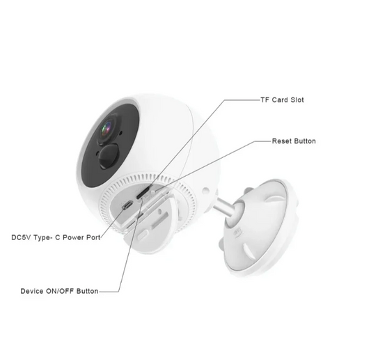 023 - Okrugla Širokougaona WiFi IP Kamera 3MP na Punjive Baterije