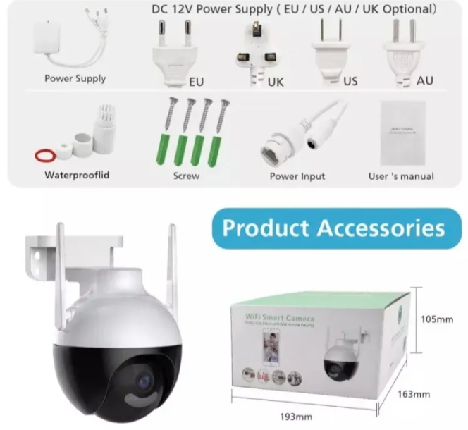 020 - Okrugla Rotirajuća PTZ WiFi Kamera 12MP sa LED Svetlima