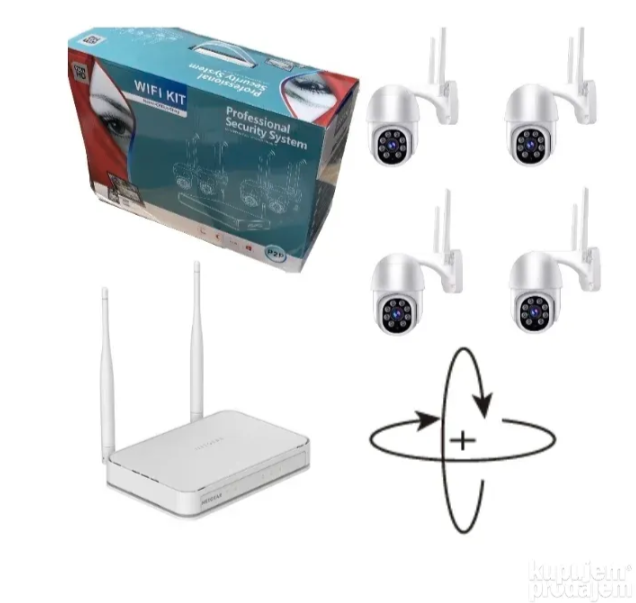 068 - WiFi PTZ set 8MP sa 4 rotirajuće kamere i NVR snimačem