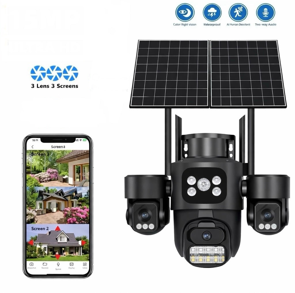 114 - Solarna 4G sigurnosna kamera sa 4 objektiva i PTZ rotacijom