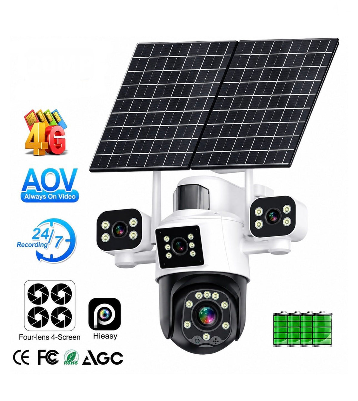 131. 4G solarna kamera BT-HD65X4 28MP sa 4 sočiva i 2 panela