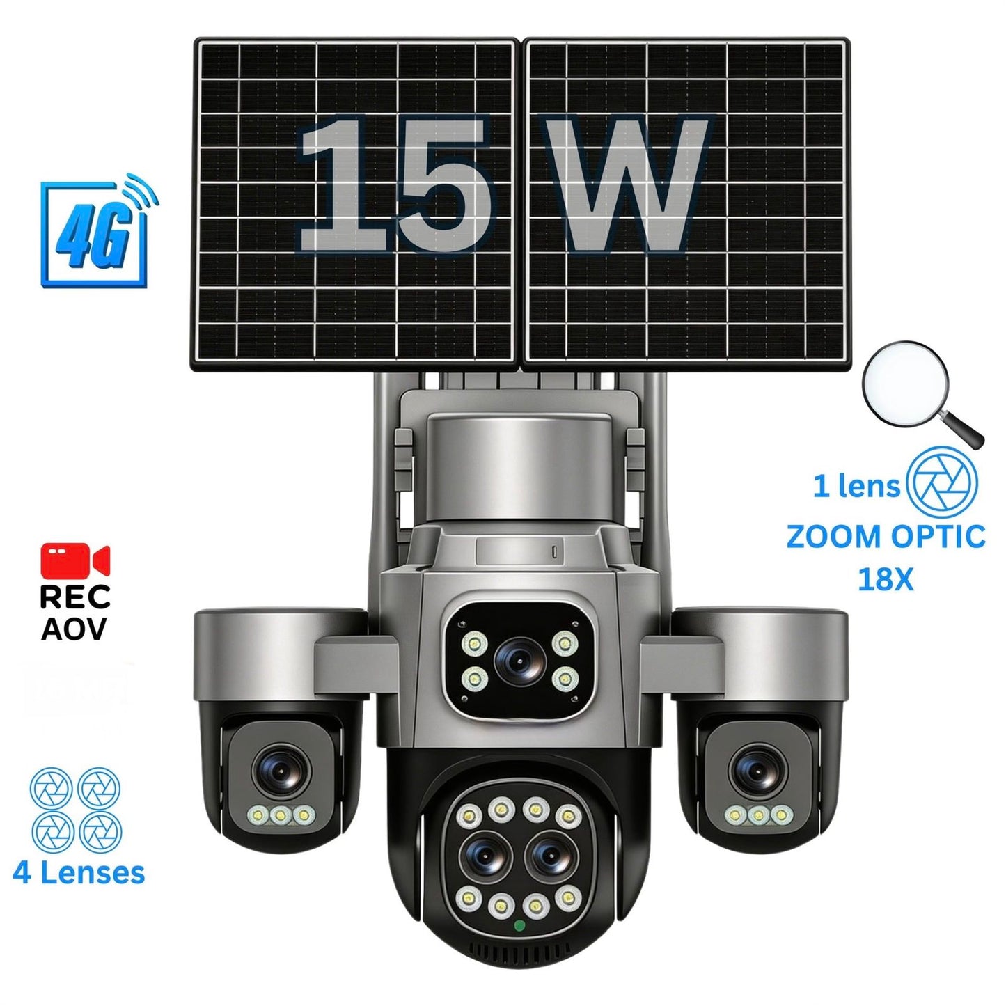 128. Solarna 4G PTZ kamera 5 objektiva 28MPx
