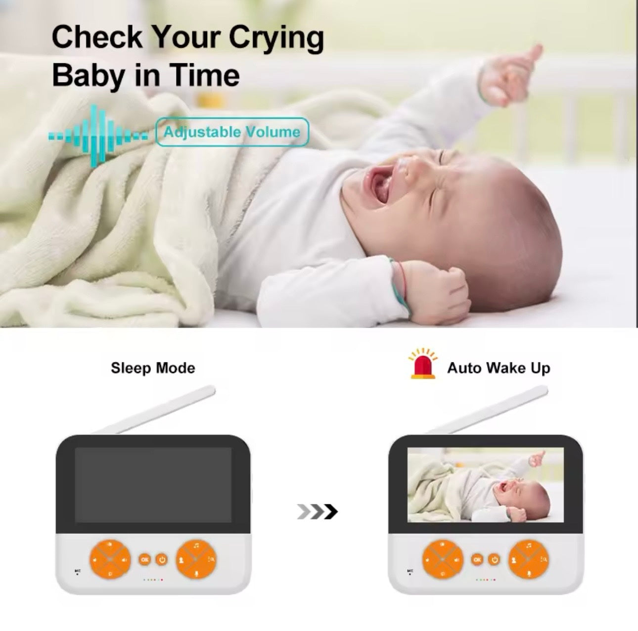 085 - Bebi monitor kamera sa 5" HD ekranom – PTZ rotacija i noćni vid