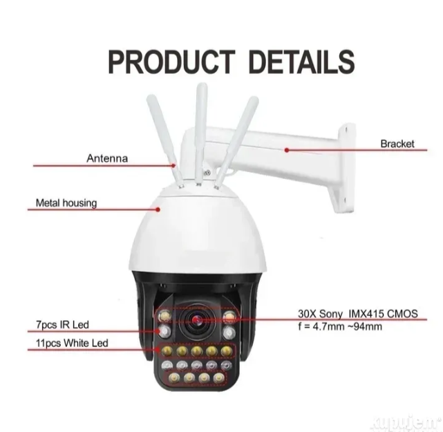 042 - Profesionalna CAMHIPRO 4G IP PTZ Kamera 40x Zoom 5MP