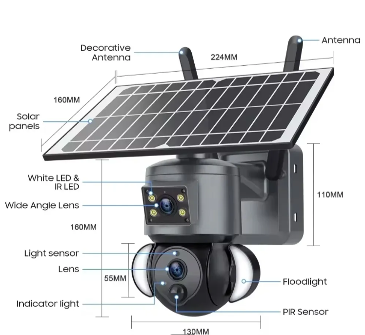 055 - Solarna 6MP UBOX 4G SIM PTZ Kamera sa Dve Kamere