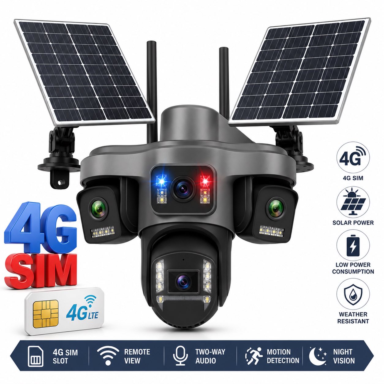 126. Solarna 4G PTZ kamera 4 objektiva sa 2 solarna panela