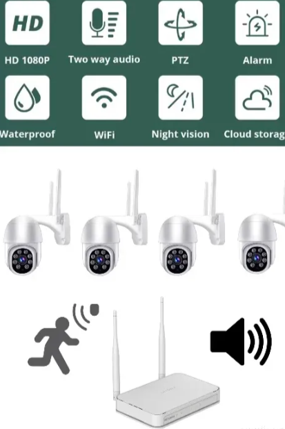 068 - WiFi PTZ set 8MP sa 4 rotirajuće kamere i NVR snimačem