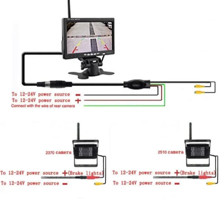 110 - Bežične Rikverc Parking Kamere sa 7" Monitorom – WiFi Set