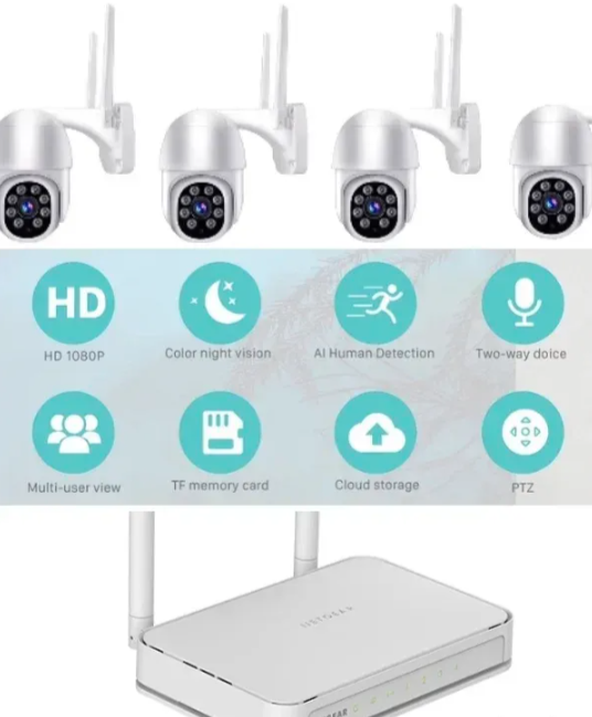 068 - WiFi PTZ set 8MP sa 4 rotirajuće kamere i NVR snimačem