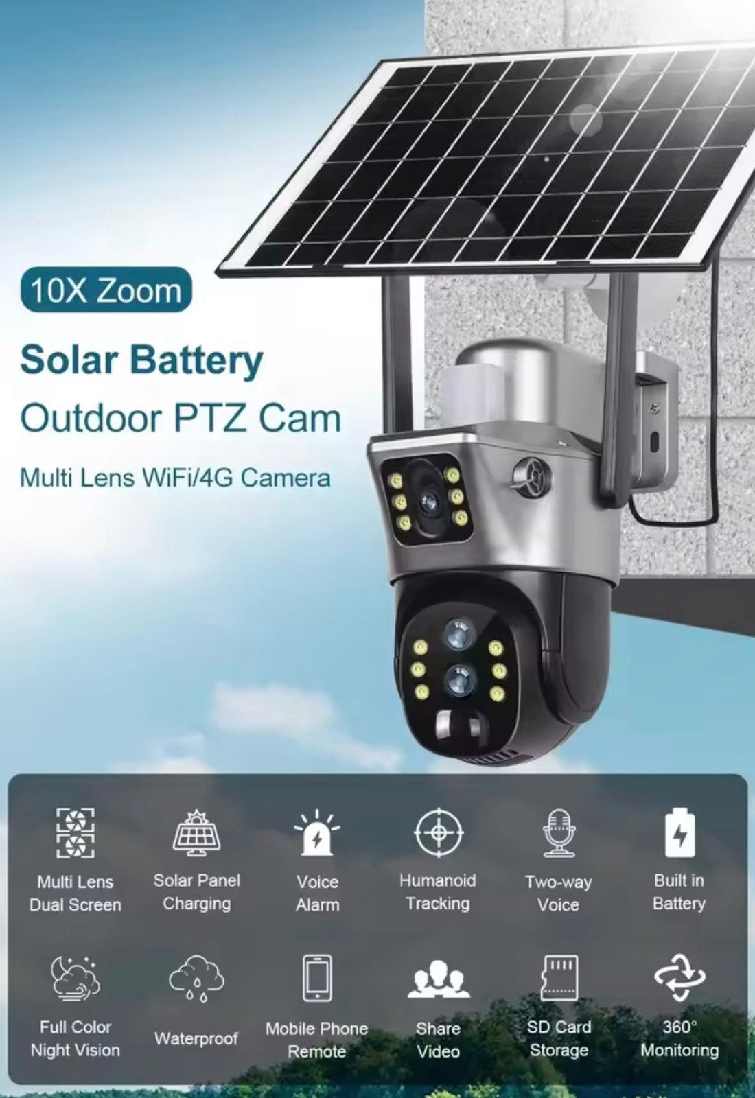 125. Solarna 4G PTZ kamera TP15 sa 2 objektiva