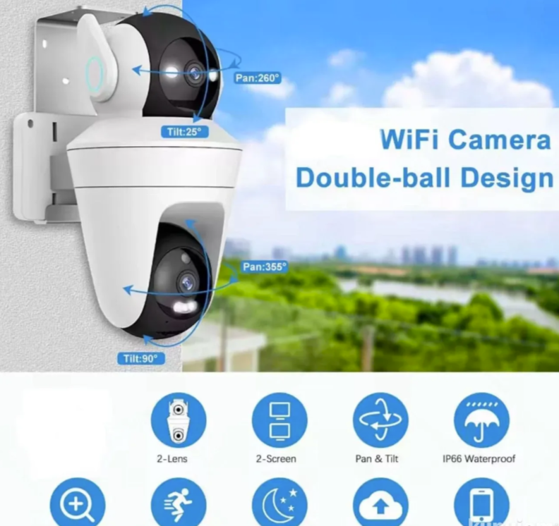 032 - WiFi IP Kamera Dve Roto Glave 28MP – Dve PTZ Kamere u Jednoj