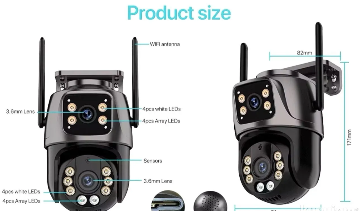 006 - Siva 28MP ICSEE WiFi PTZ Kamera Dve Glave