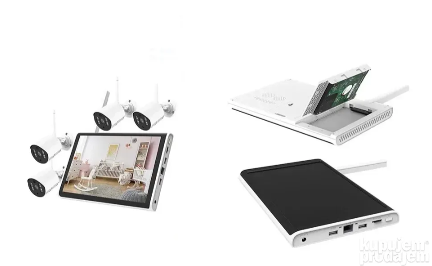 075 - WiFi Video Nadzor Set sa 4 Kamere i Monitorom 10" – 12MP