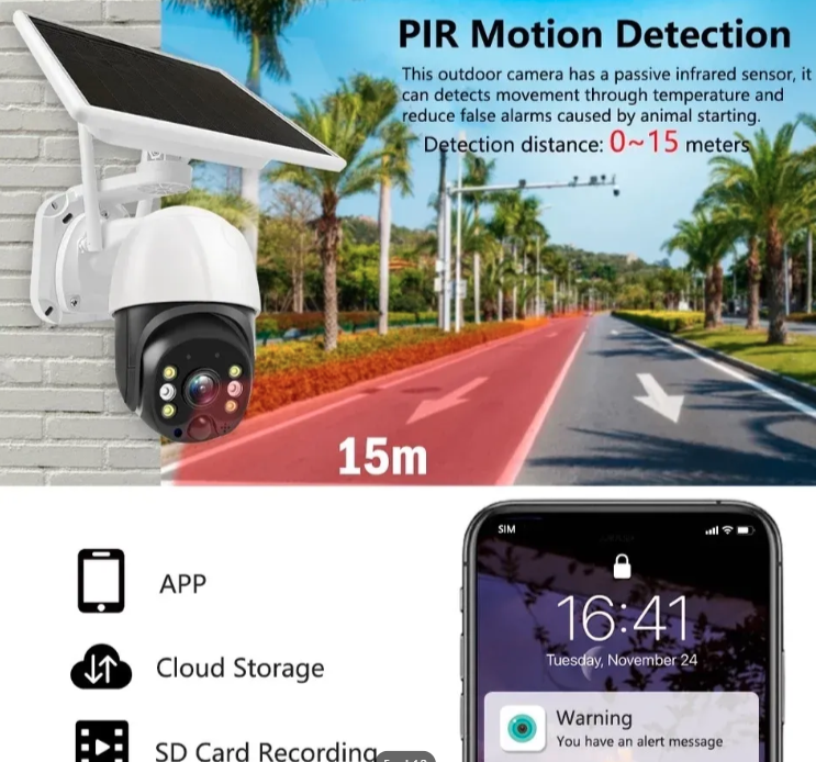 065 - Solarna WiFi IP PTZ 3MP Kamera 360° sa Autotracking Funkcijom