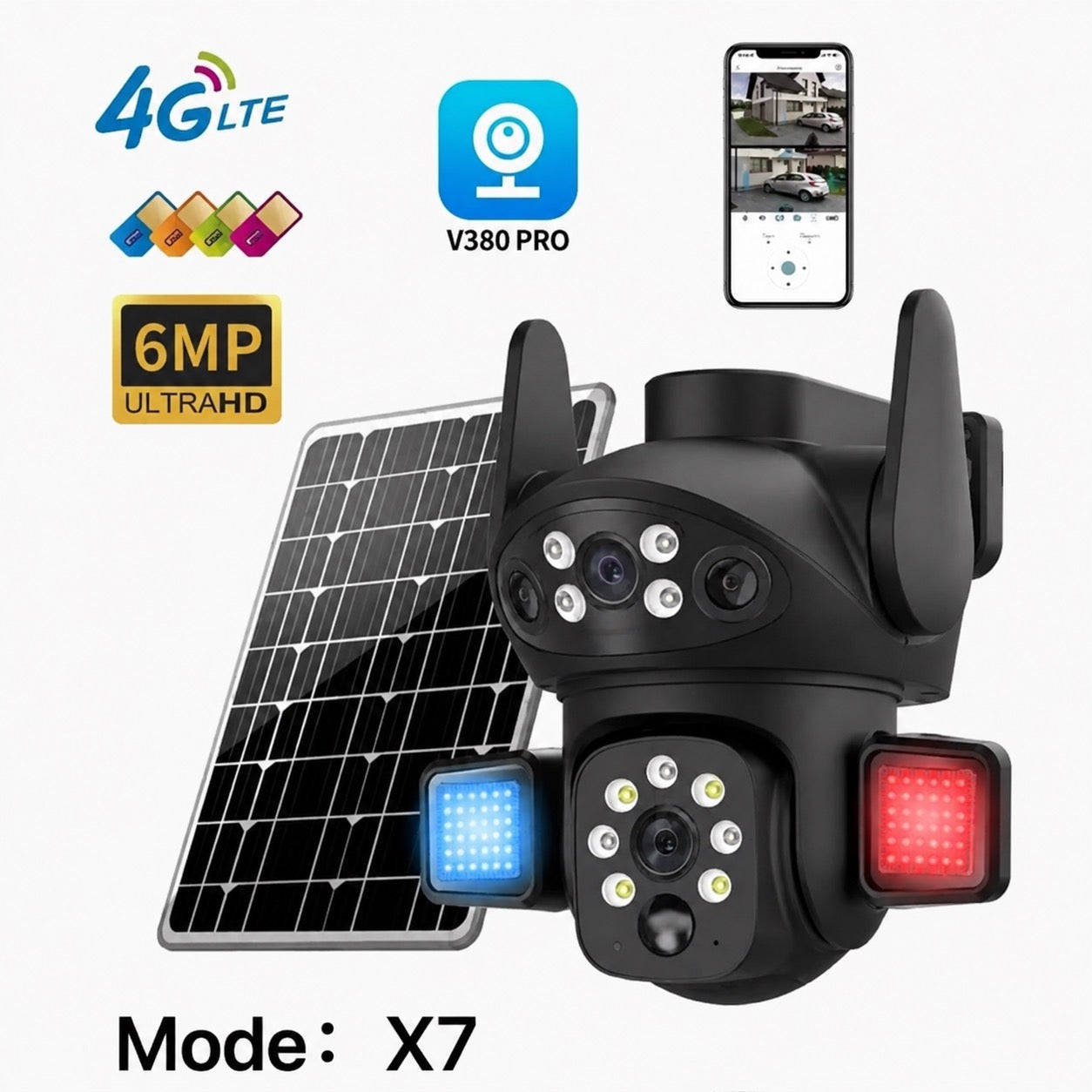 122. Solarna 4G WiFi PTZ kamera X7