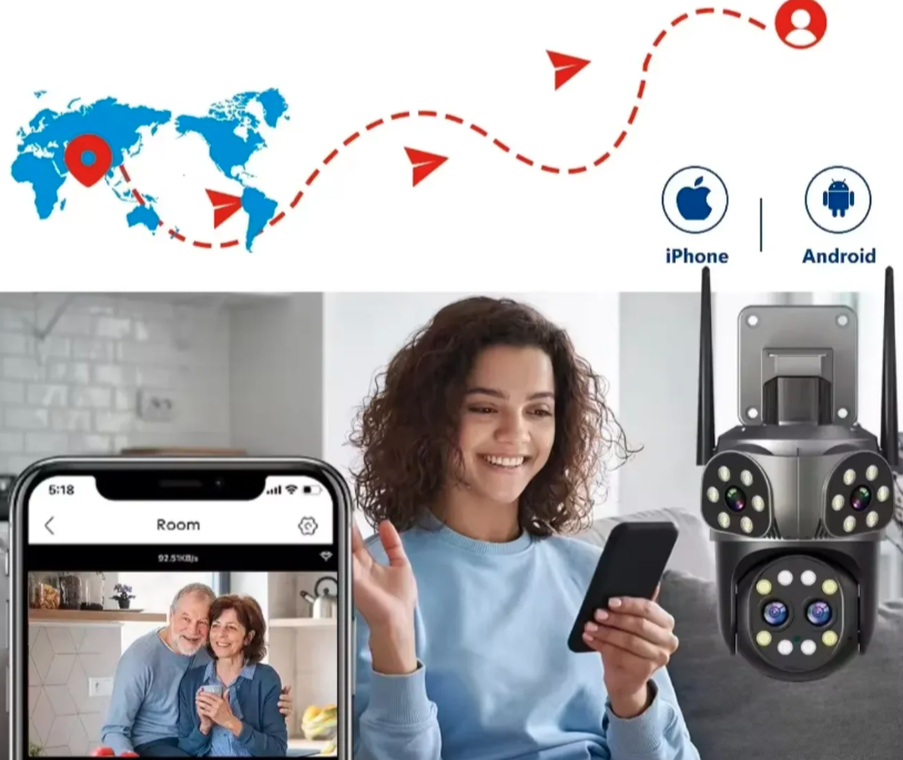 000 - PTZ WiFi IP Kamera 32MP sa 3 Nezavisne Kamere
