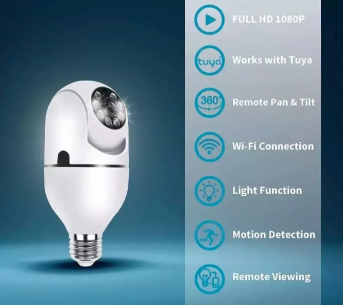 049 - Rotirajuća WiFi IP PTZ Kamera u Sijalici 8MP sa Autotracking Funkcijom