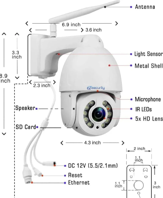 017 - WiFi PoE PTZ kamera 5MP sa metalnim kućištem