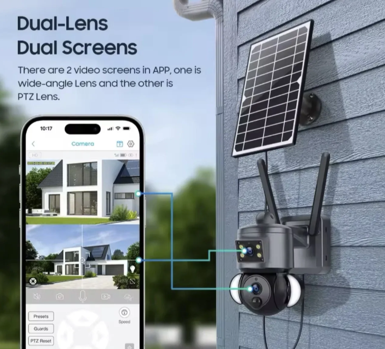 055 - Solarna 6MP UBOX 4G SIM PTZ Kamera sa Dve Kamere