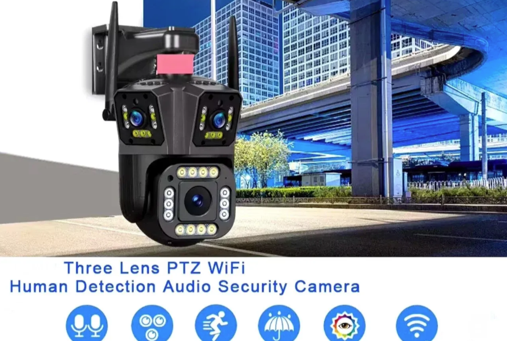 009 - WiFi IP PTZ Kamera sa Tri Kamere 12MP – Trostruki Prikaz i Autotracking