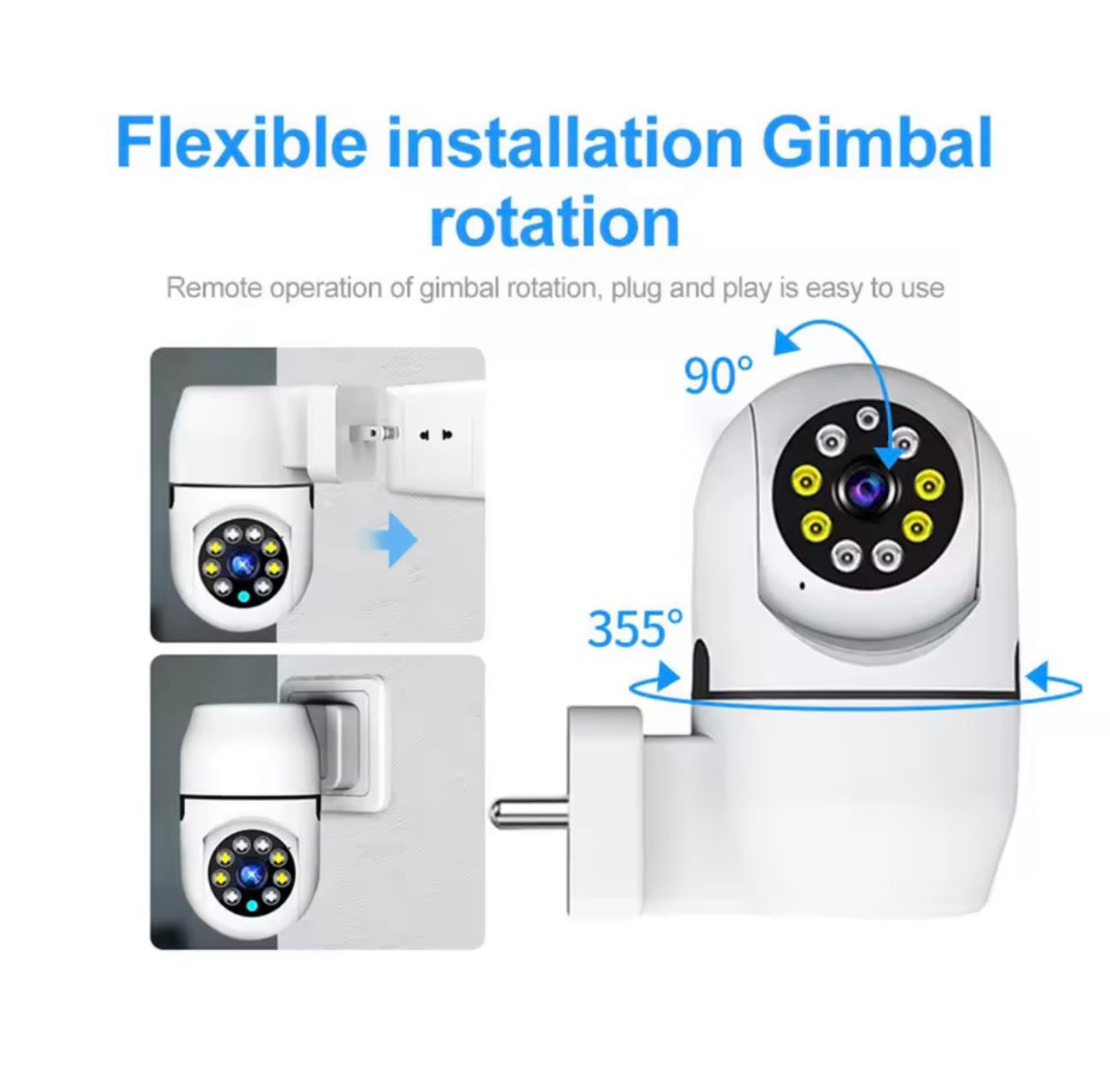 031 - Roto Sijalica Kamera na Utičnicu – PTZ WiFi IP Kamera 1080p