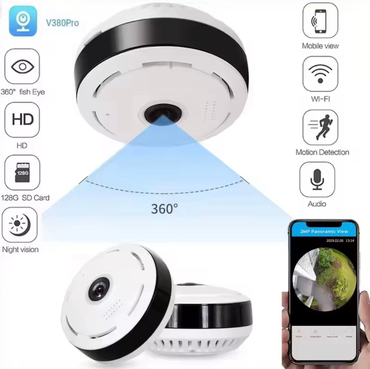 111 - Mini WiFi kamera 360° 3MP – dvosmerni audio i detekcija pokreta