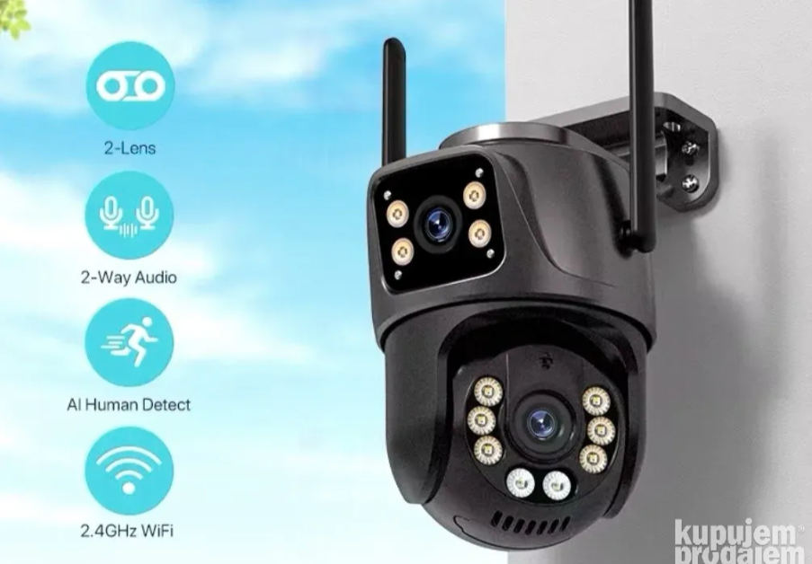 006 - Siva 28MP ICSEE WiFi PTZ Kamera Dve Glave