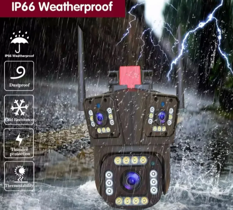 009 - WiFi IP PTZ Kamera sa Tri Kamere 12MP – Trostruki Prikaz i Autotracking