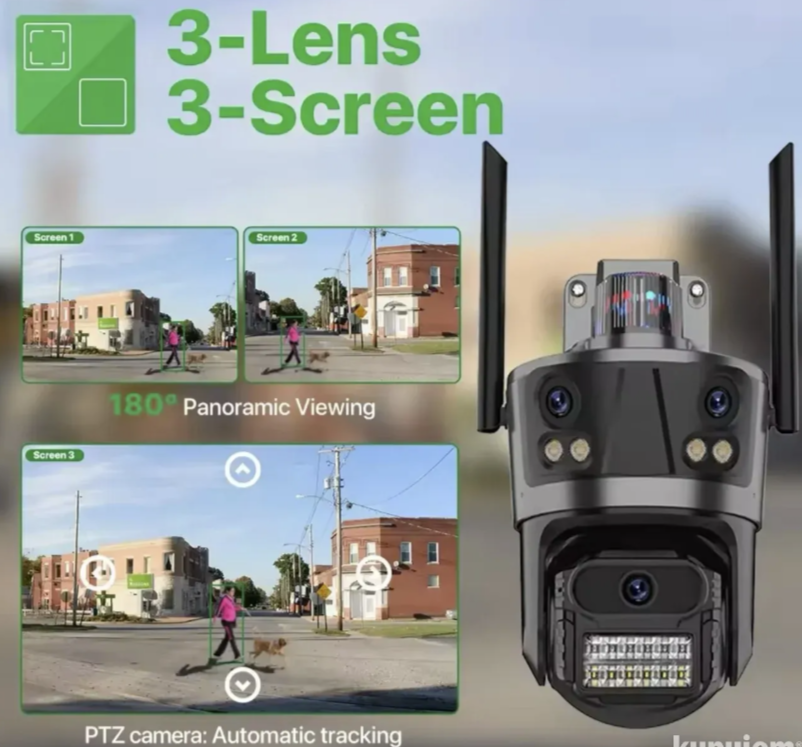 001 - PTZ WiFi kamera sa 3 kamere – trostruki prikaz i 28MP video nadzor