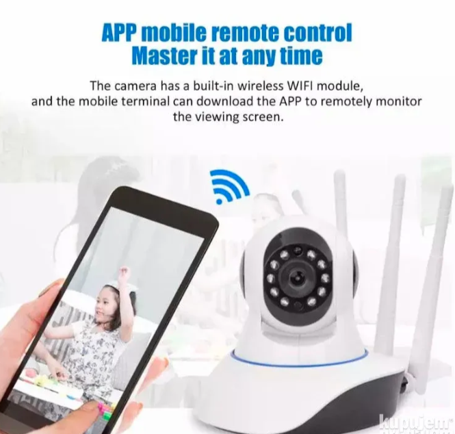 035 - Rotirajuća PTZ WiFi Kamera sa Tri Antene 8MP