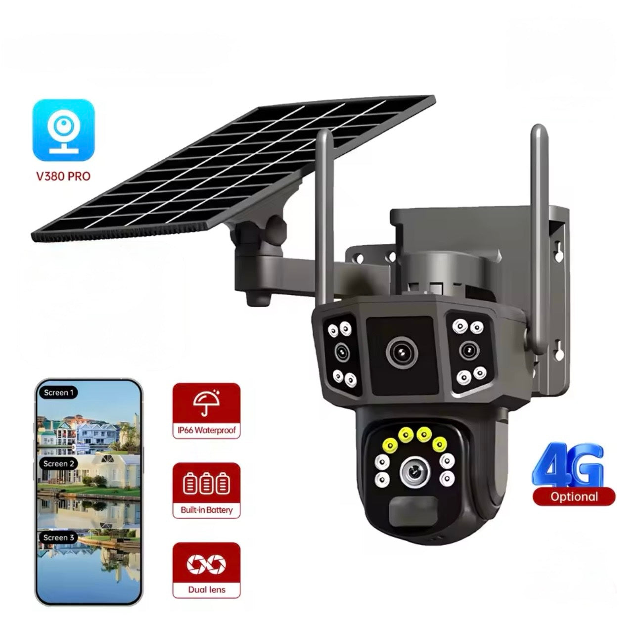 123. Solarna 4G PTZ kamera TP21 sa 3 objektiva