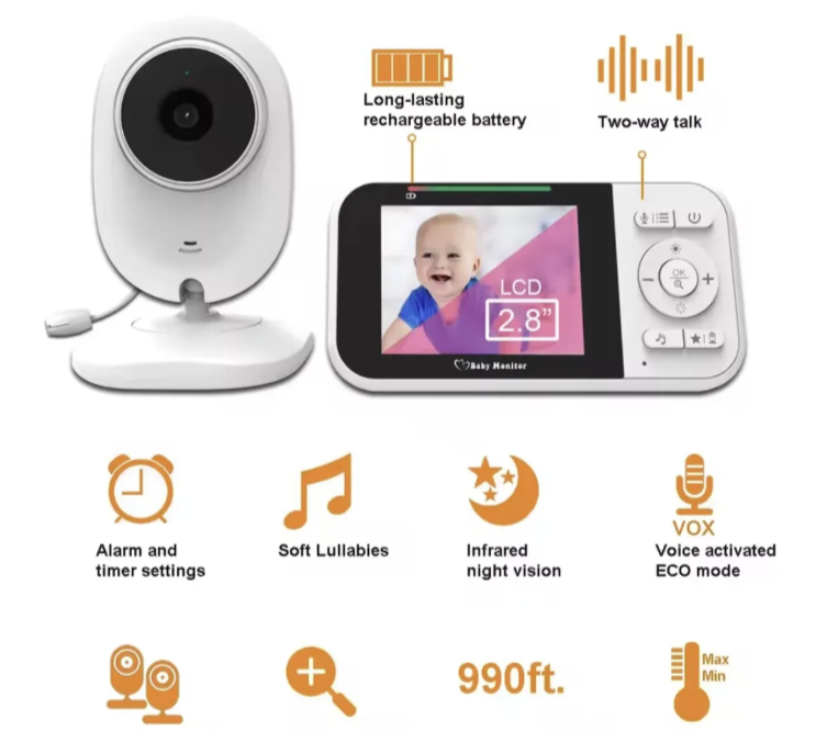 091 - Bebi Alarm sa Kamerom i LCD Ekranom 2.8" – Baby Monitor